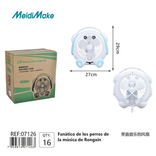 Ventilador Portátil Forma Perrito Blanco