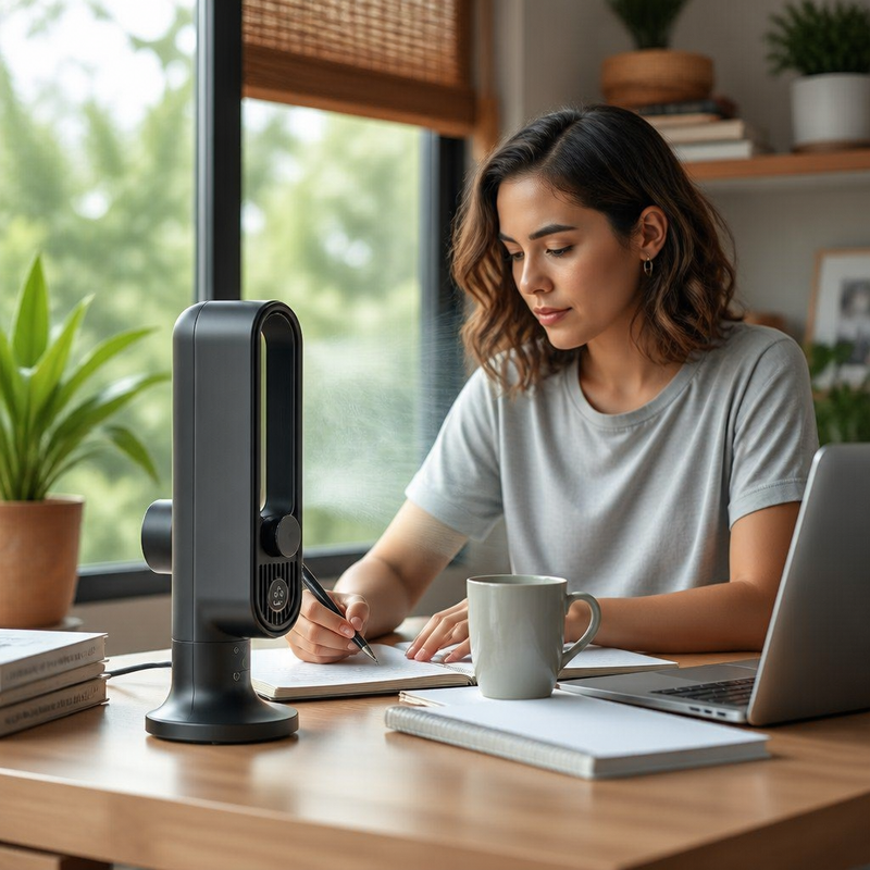 Ventilador Escritorio 120 Velocidades con Gancho — lifestyle