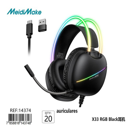 Auriculares Omnix X33 RGB Negro Type-C