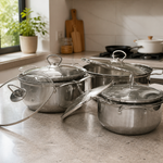 Set 5 ollas acero inoxidable — lifestyle