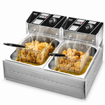 Freidora Eléctrica Doble 5.5L Control Temperatura — fondo blanco