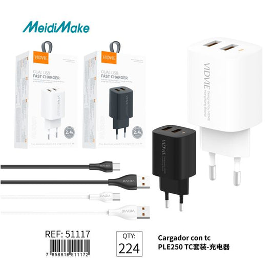 Cargador Dual USB Rápido 2.4A