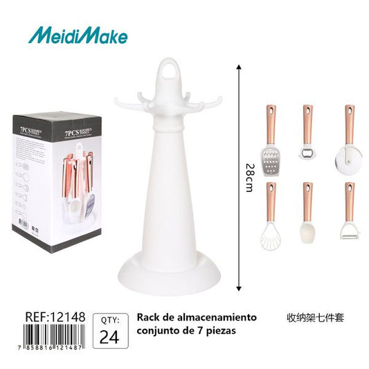 Rack de Almacenamiento Cocina 7 Piezas Blanco