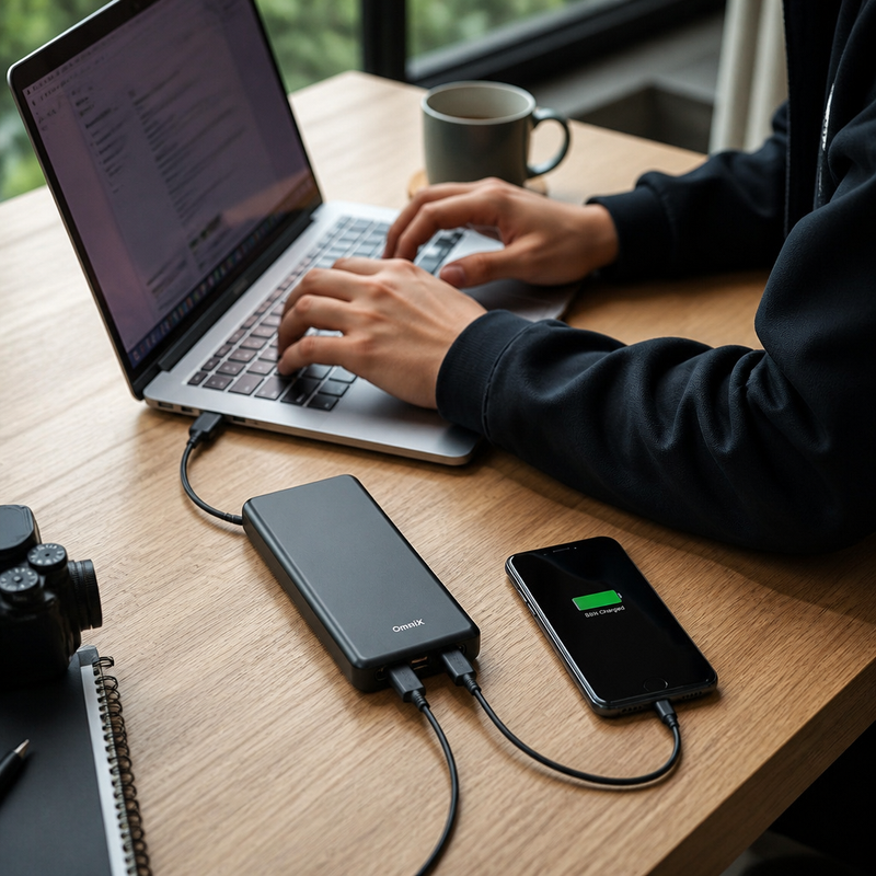 Powerbank Omnix PB7012 20000mAh — lifestyle