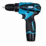 Taladro inalámbrico 20V con 3 baterías — fondo blanco