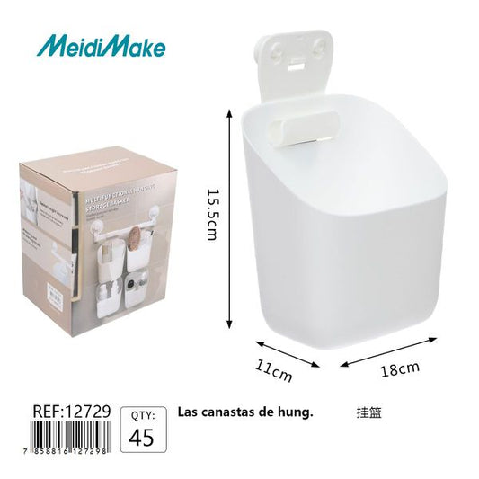 Organizador de Baño Colgante 4 Cestas Blanco