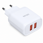Cargador de Pared Dual USB 2A Carga Rápida — fondo blanco
