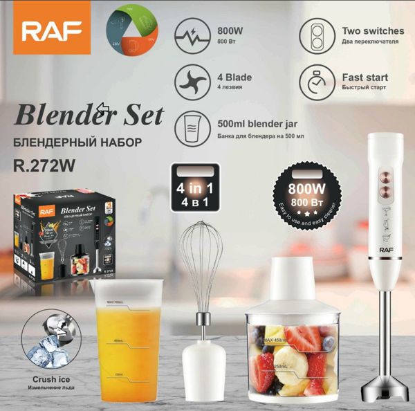 Batidora de Mano 4 en 1 800W con Vaso Batidor