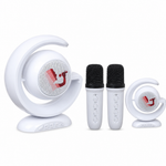 Micrófono Parlante Bluetooth 2 en 1 con Luces LED — fondo blanco