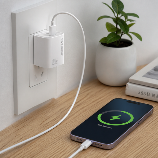 Cargador USB-C a USB-C Omnix — lifestyle