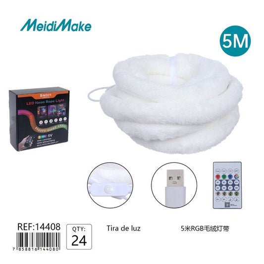 Tira De Luz Rgb Peluda 5 Metros Omnix