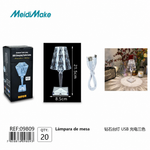 Lámpara LED Cristal Diamante 3 Colores — fondo blanco