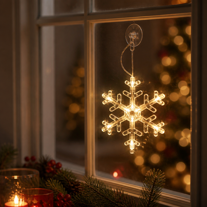 Luz Navideña Copo de Nieve con Ventosa — lifestyle