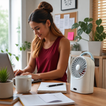 Ventilador Portátil Recargable con Función Fría — lifestyle