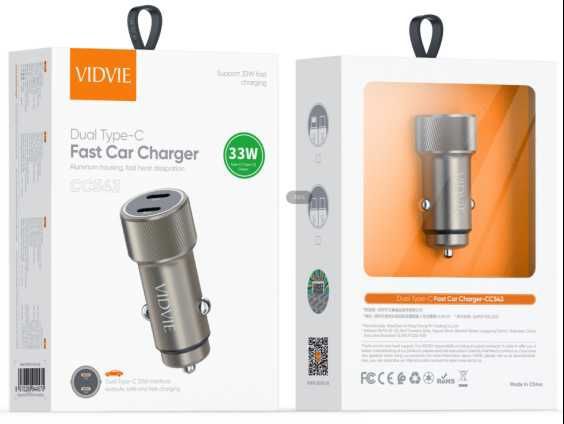 Cargador de Auto Dual USB Type-C 33W
