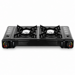 Cocina Portátil Doble Quemador Gas Camping — fondo blanco