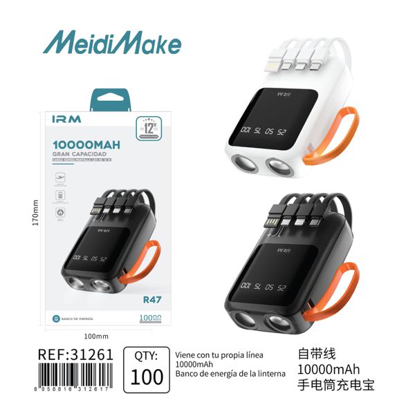 Banco de Energía 10000mAh con Linterna LED