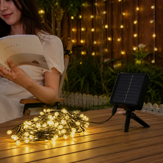 Luces Navideñas Solares 200L Cable Verde Luz Cálida — lifestyle