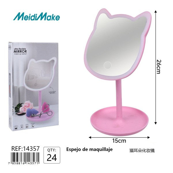 Espejo De Maquillaje Con Orejas De Gato Omnix