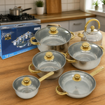 Set 12 Piezas Ollas y Sartenes con Asas Doradas — lifestyle