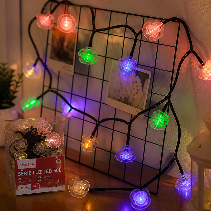 Luces Navideñas 50L Bicolor Rosas y Azules — lifestyle