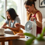 Ventilador Portátil Recargable con Función Fría — lifestyle