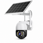 Cámara solar dual con antena WiFi — fondo blanco