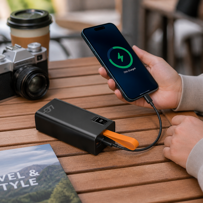 Powerbank Omnix 12000mAh Carga Rápida — lifestyle