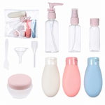 Set 3 botellas viaje reutilizables — fondo blanco