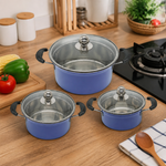 Set 3 piezas olla sopa acero inoxidable — lifestyle