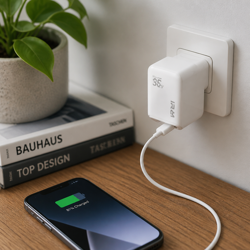 Cargador USB-C Dual 35W — lifestyle