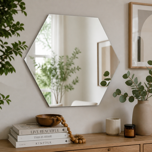 Espejo Hexagonal con Bolsa OPP — lifestyle