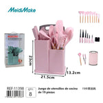 Juego Utensilios Cocina 19 Piezas Rosa