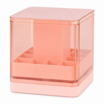 Organizador Maquillaje Elevable Rosa Compartimentos — fondo blanco