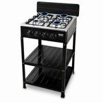 Cocina a gas 4 quemadores acero inoxidable — fondo blanco