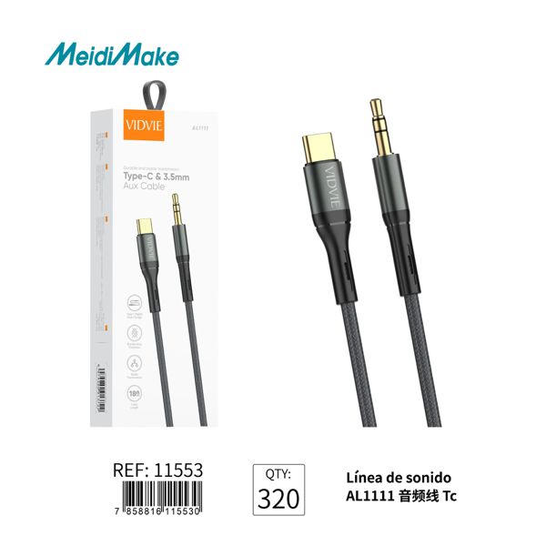 Cable USB-C a Auxiliar 3.5mm Dorado