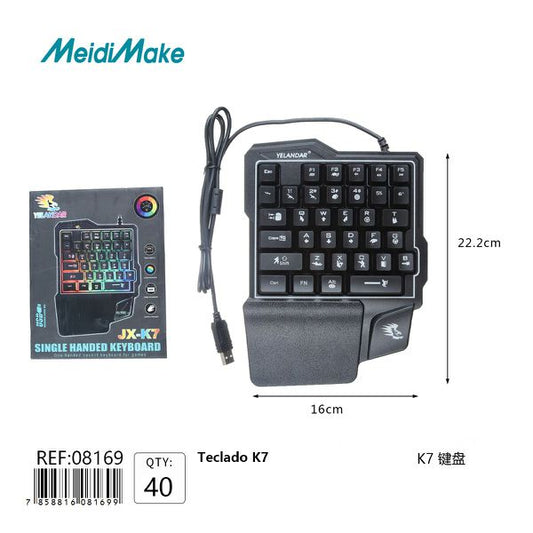 Teclado Mecánico Una Mano K7 RGB